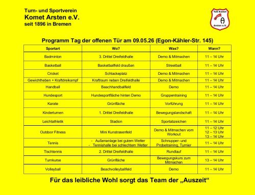 Tag der offenen Tür am Samstag den 09.05.2026 von 11:00 bis 14:00