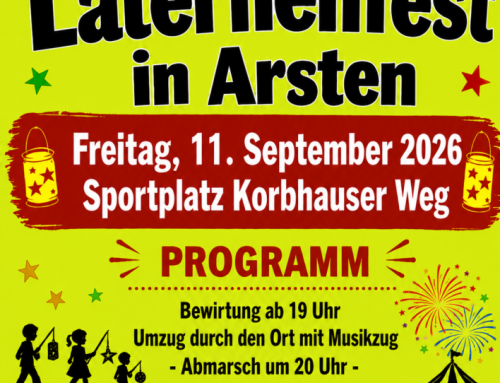 Großes Laternenfest in Arsten am 11.09.2026 ab 19:00 mit Höhenfeuerwerk 21:30